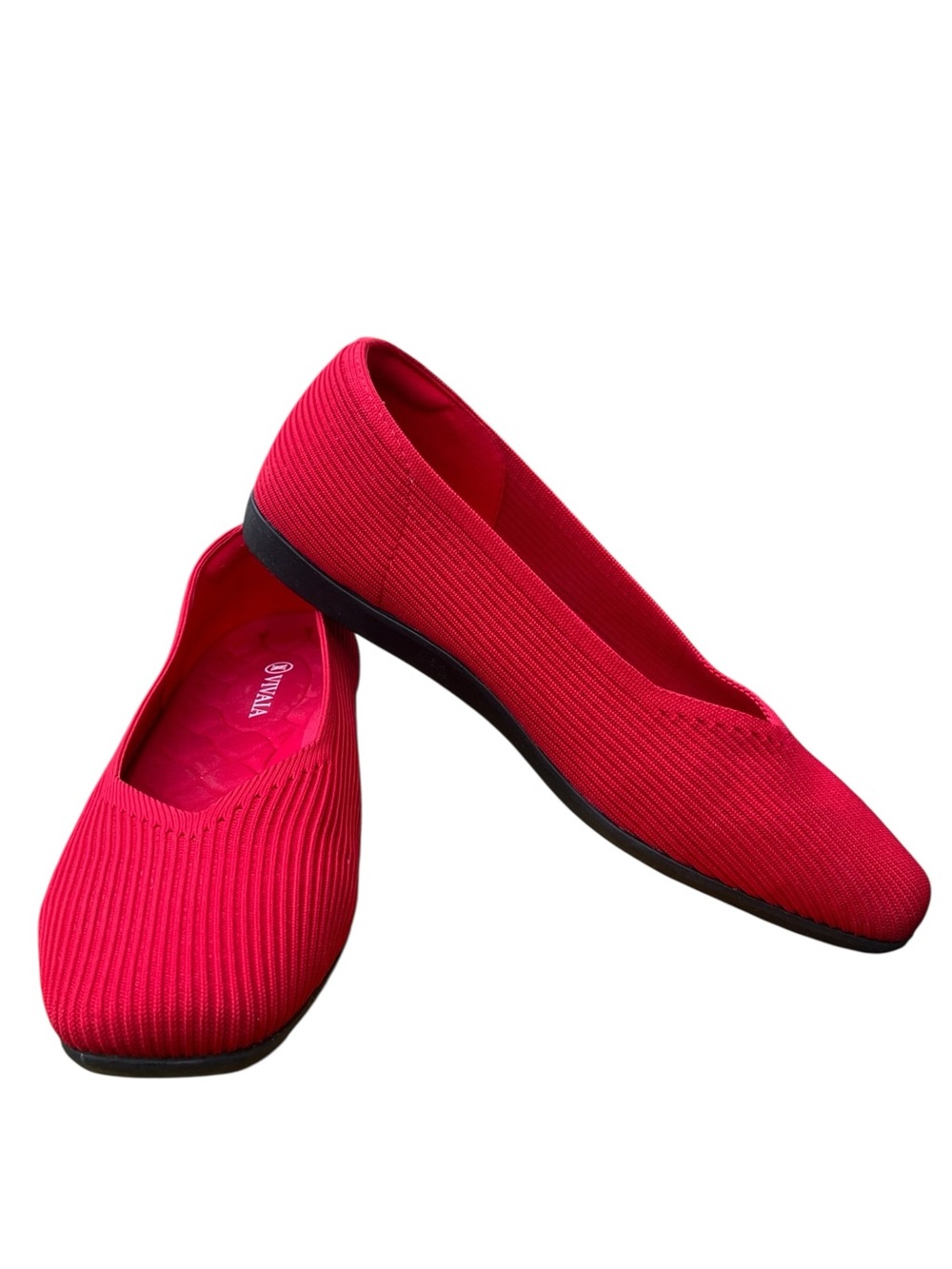 Lightweight Square-Toe V-Cut Flats Red — Size 41 US 9.5 - Picture 3 of 11